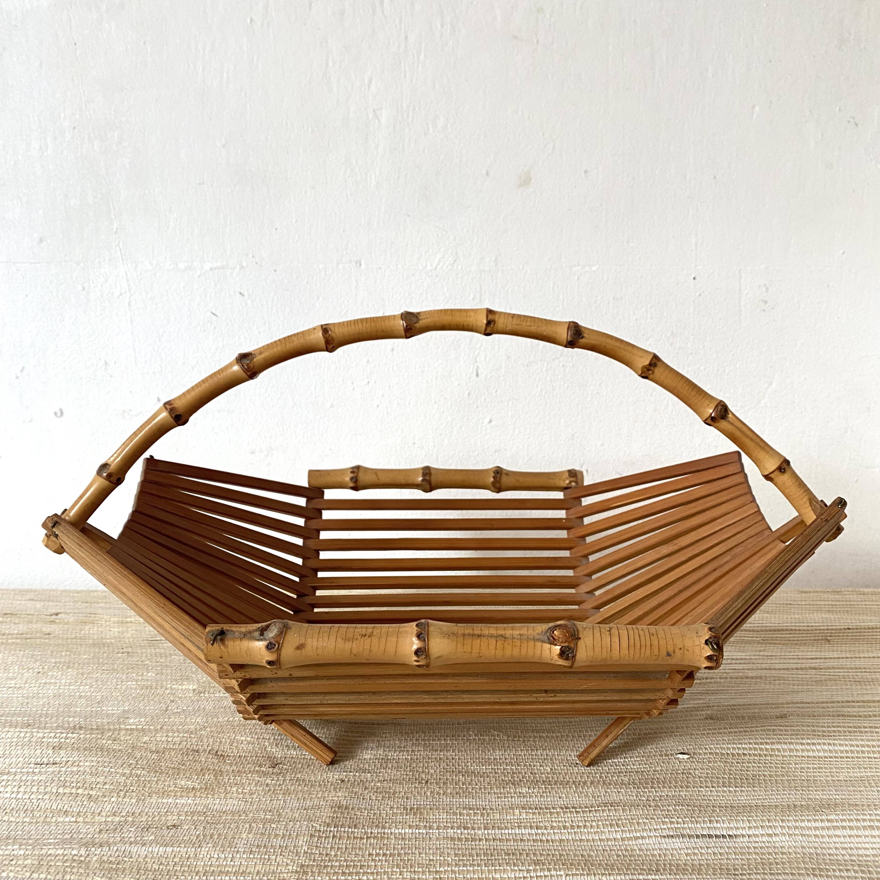 50s bamboo fruit basket