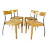 Ensemble de 4 chaises à repas Ikea vintage en bois avec pieds en métal courbé, 1990