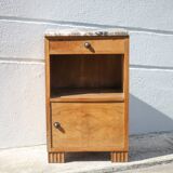 Art deco bedside table, art deco wooden bedside table with marble slab