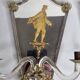 Pair of antique Murano wall lights with gilded engraved mirror, Italy, 19th century