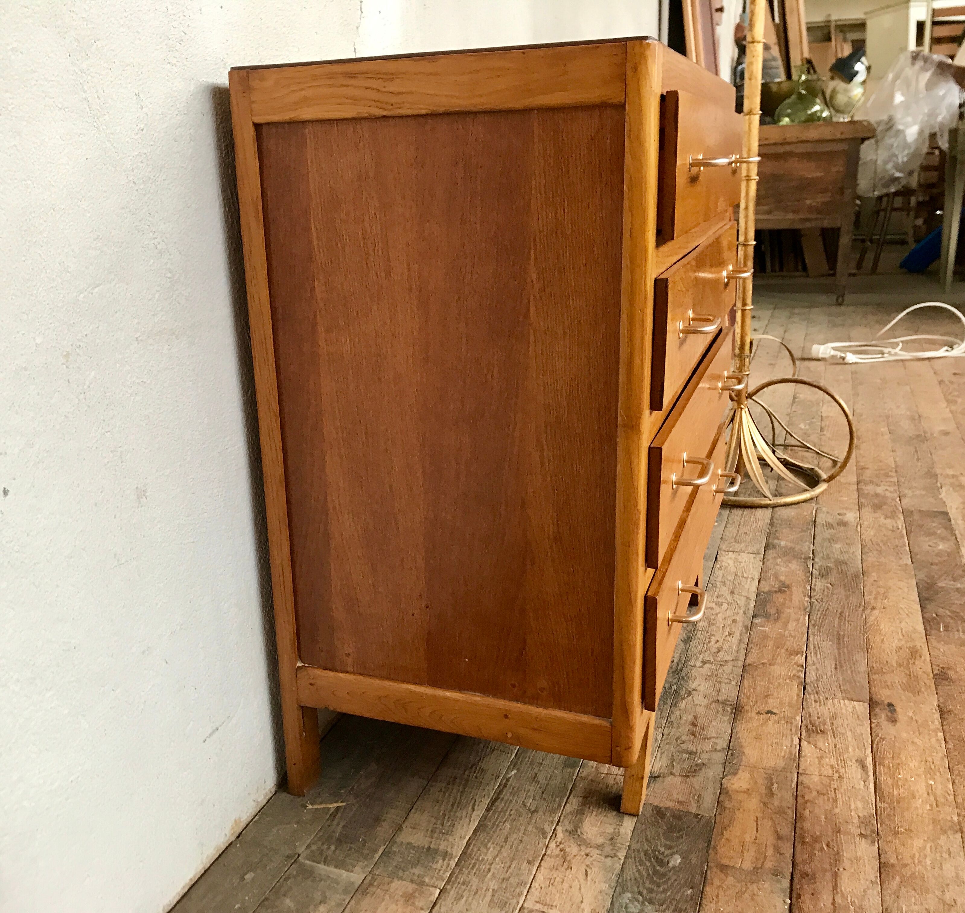 Vintage chest of drawers oak compass feet retro 1950 - 4 drawers