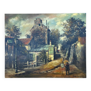 Tableau: Oil on canvas: reproduction of the cabaret le lapin agile.