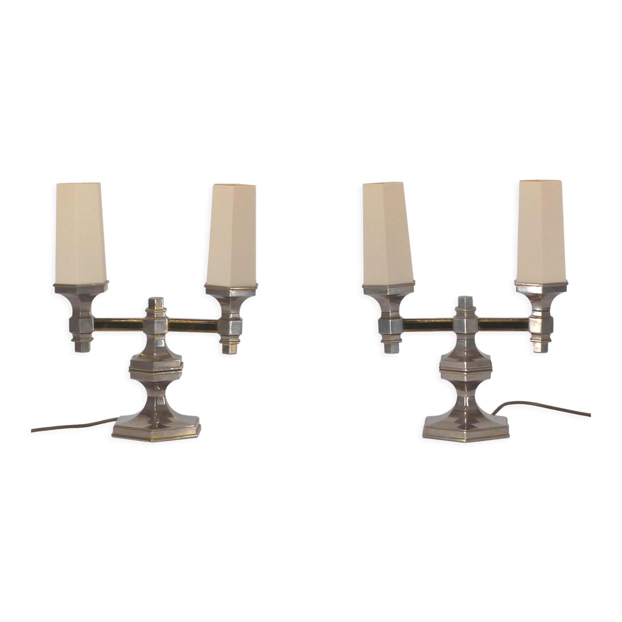Pair of candelabra lamps in chromed metal Nagel 1970