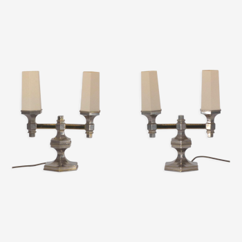 Pair of candelabra lamps in chromed metal Nagel 1970