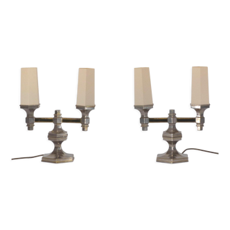 Pair of candelabra lamps in chromed metal Nagel 1970