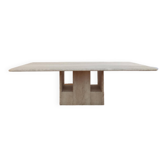 Table basse en travertin rectangulaire  - Claude Berraldacci