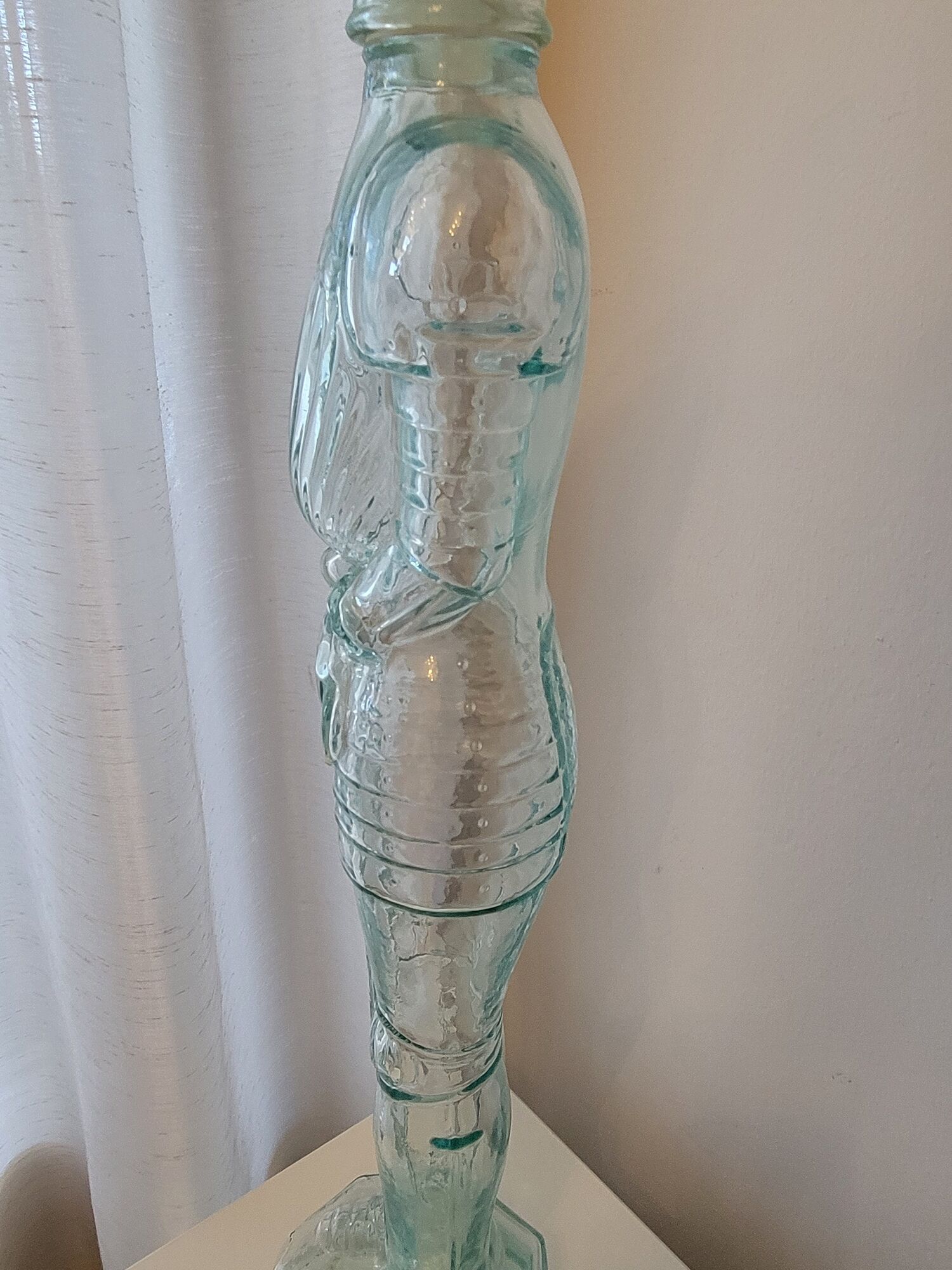 Glass medieval knight-shaped decanter bottle - vintage