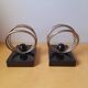 Marble and chrome metal bookends Art Deco
