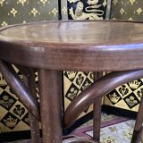 3 curved wooden bar stools