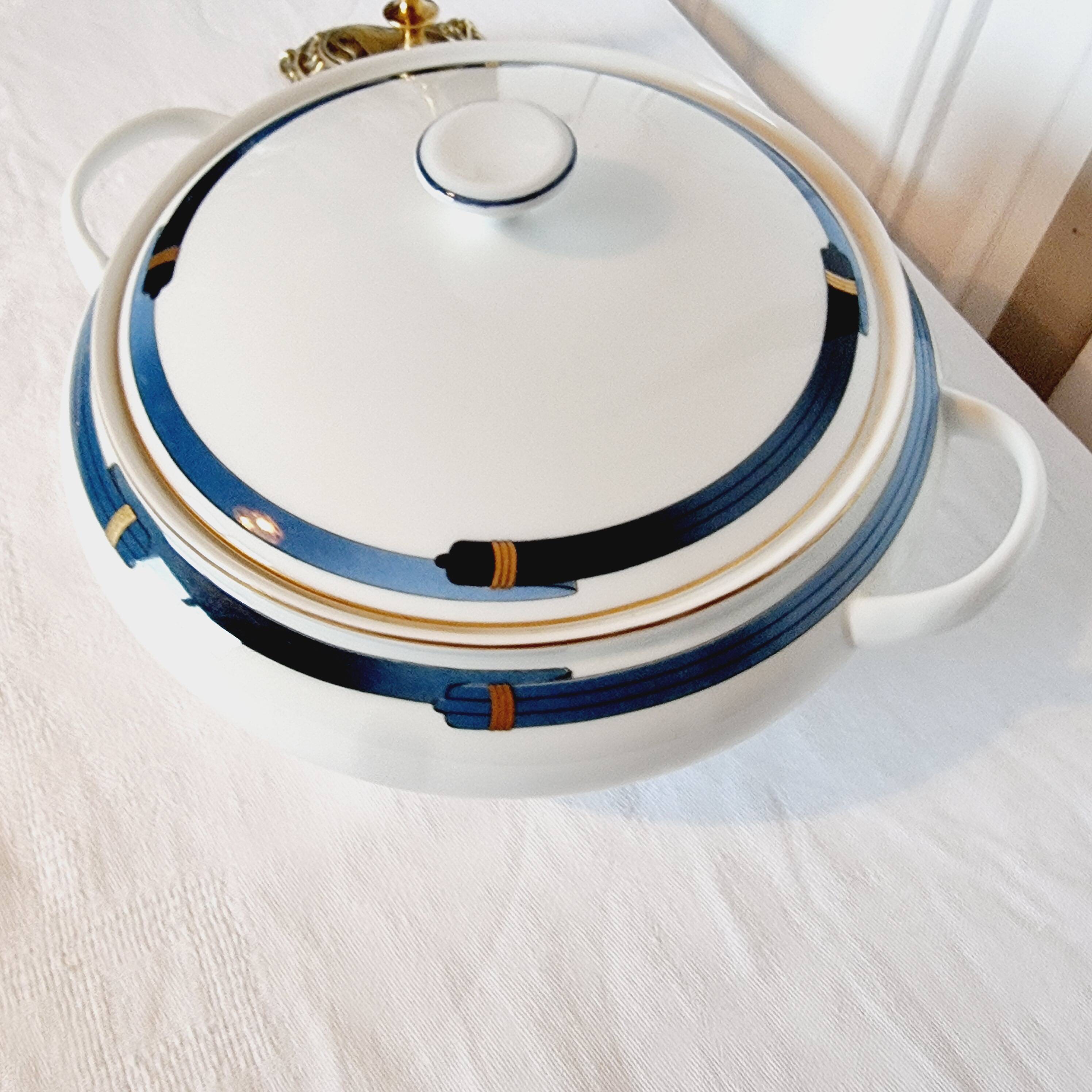 Christofle Pavillon soup tureen for Limoges Model Iriana Blue