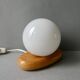 Pine pebble lamp with its opaline, 70s
