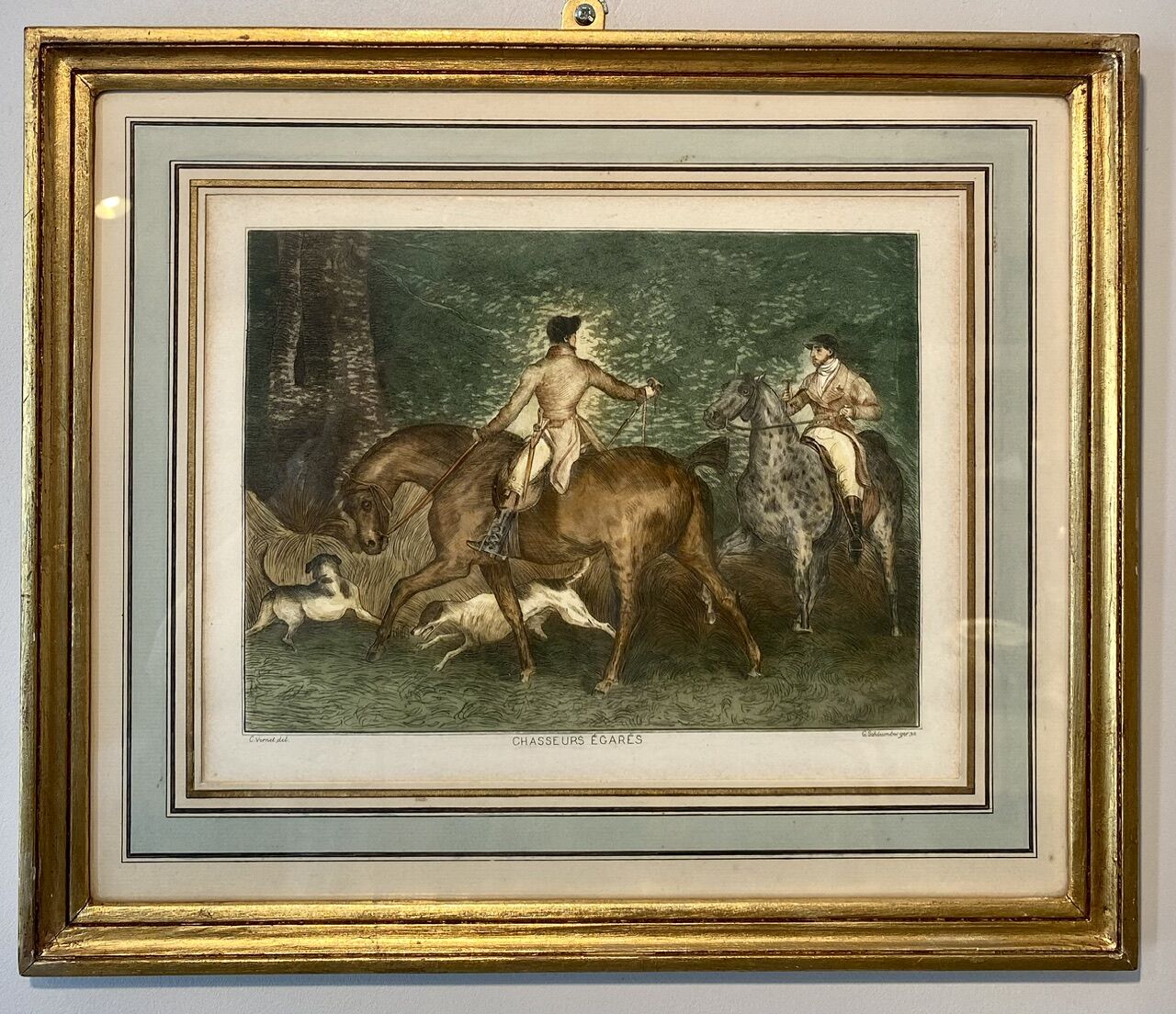 Gravure Chasseurs égarés début XX siècle