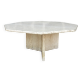 Octagonal travertine coffee table