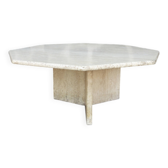 Octagonal travertine coffee table