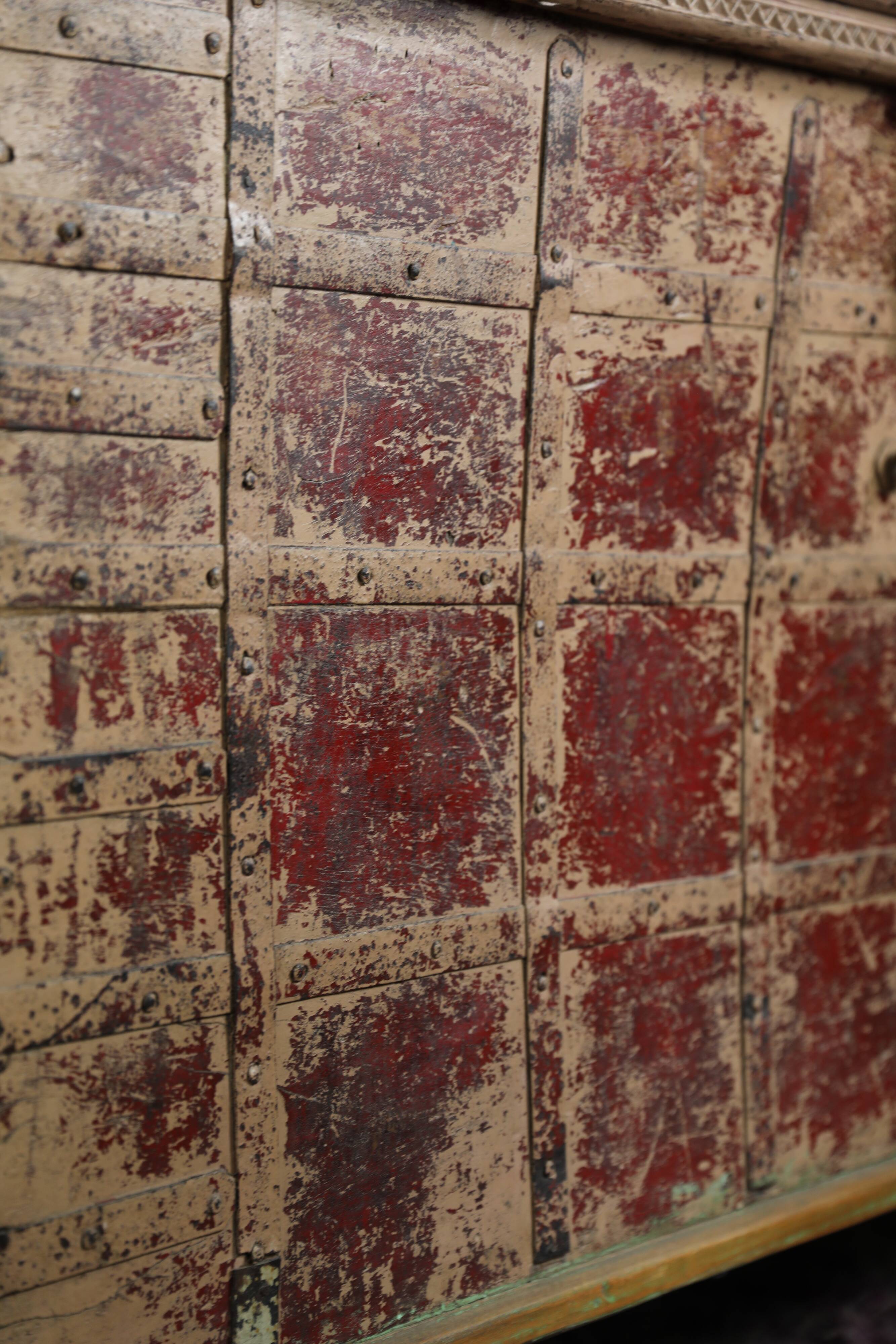 Indian wooden chest on wheel