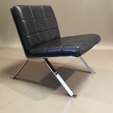 Chair "hans eichenberger" black leather 1960.