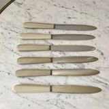 set of 6 white bakelite knives from the 60s