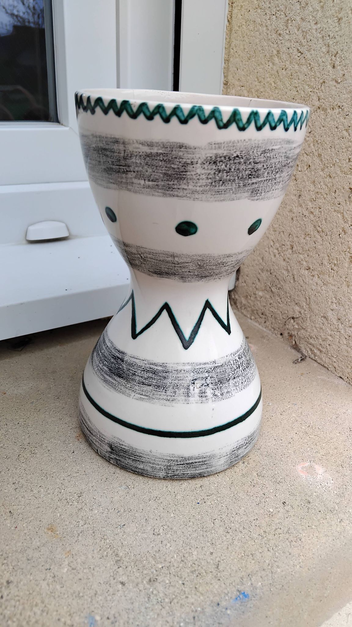 Vintage ceramic diabolo vase from the 60s