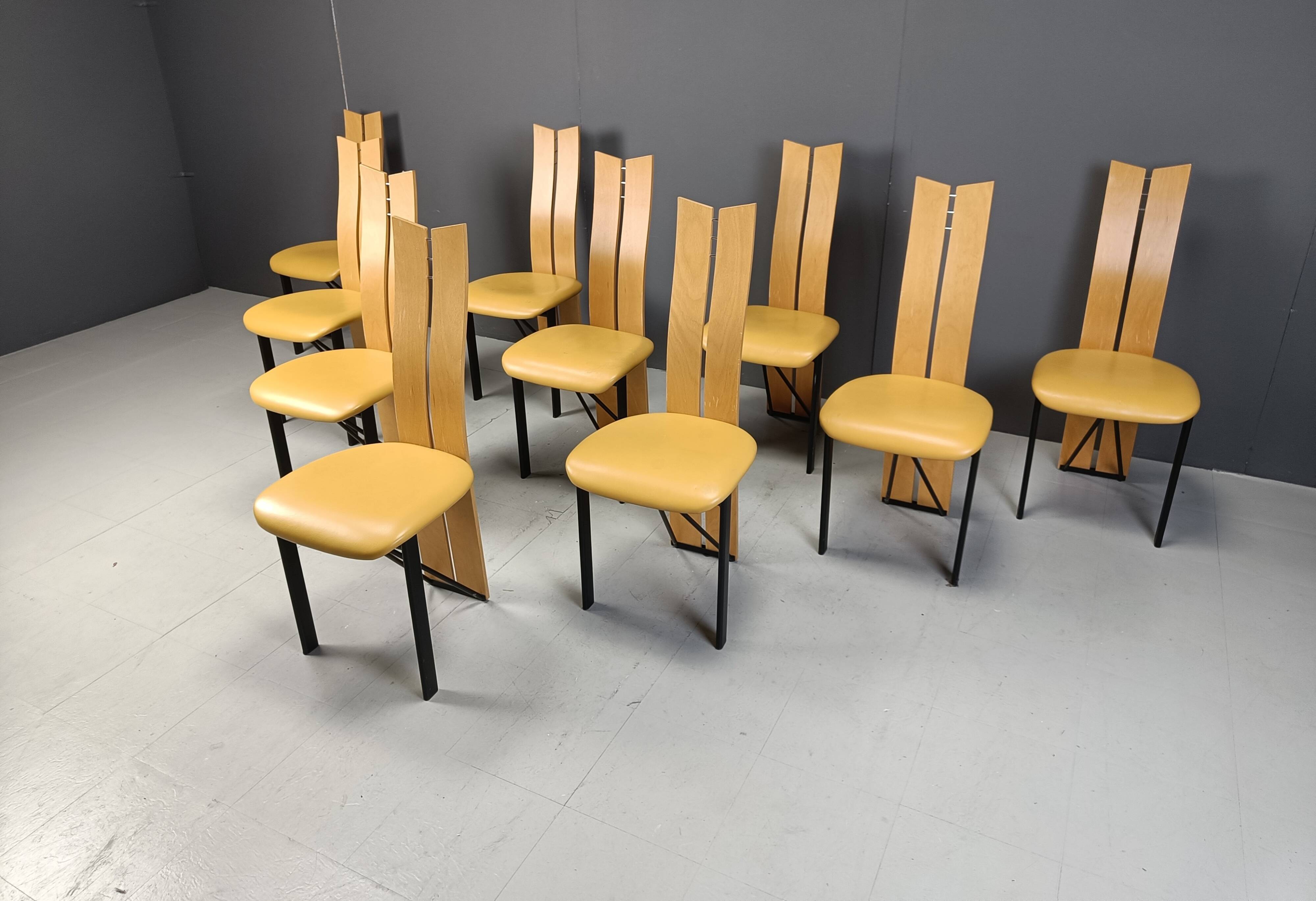 Vintage postmodern dining chairs, 1980s - set of 10