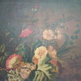 Tableau ancien Bouquet de fleurs huile sur toile nature morte 19ème siècle
