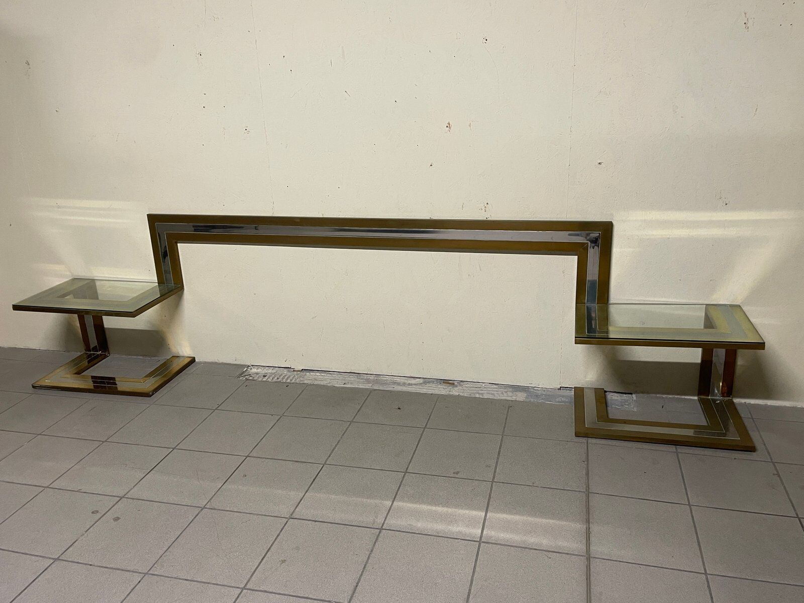 Headboard with bedside tables by Sandro Petti, 1970s.