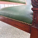 Empire style bench in mahogany and green leather