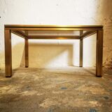 Gold metal side table and smoked glass