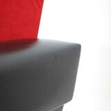 Paire de fauteuils en similicuir et en tissu rouge des années 1970, Tchécoslovaquie