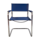 Bauhaus design "cantilever" armchair in blue leather – 80s