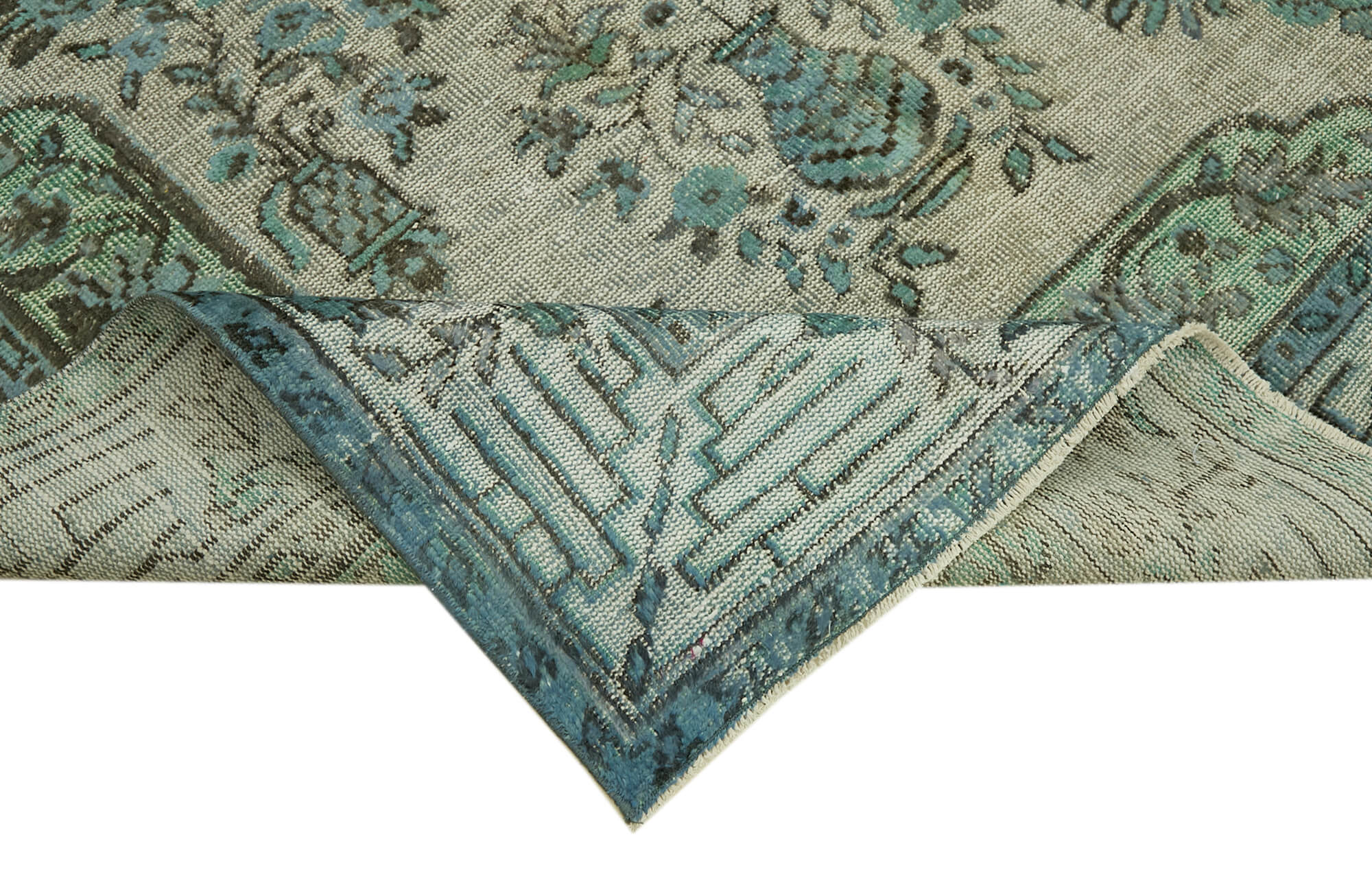Hand-knotted antique turkish 1970s 178 cm x 289 cm blue carpet
