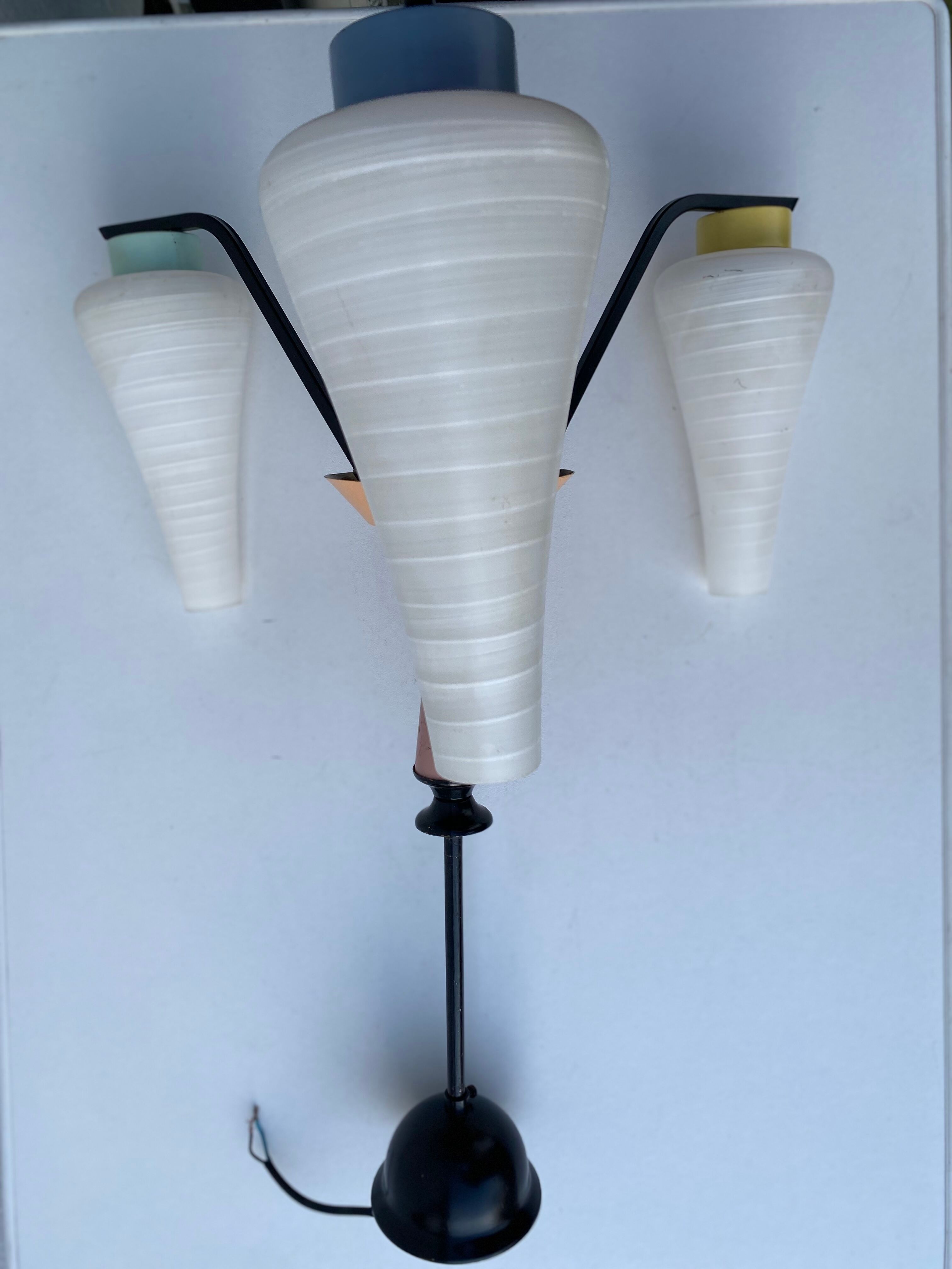 Vintage milk glass pastel color hanging lamp