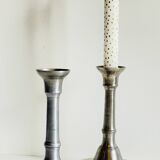 Pair of vintage pewter candlesticks