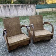 Pair of Art Deco colonial armchairs