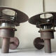 Pair of classic danish vintage MCM outdoor wall lamp in copper