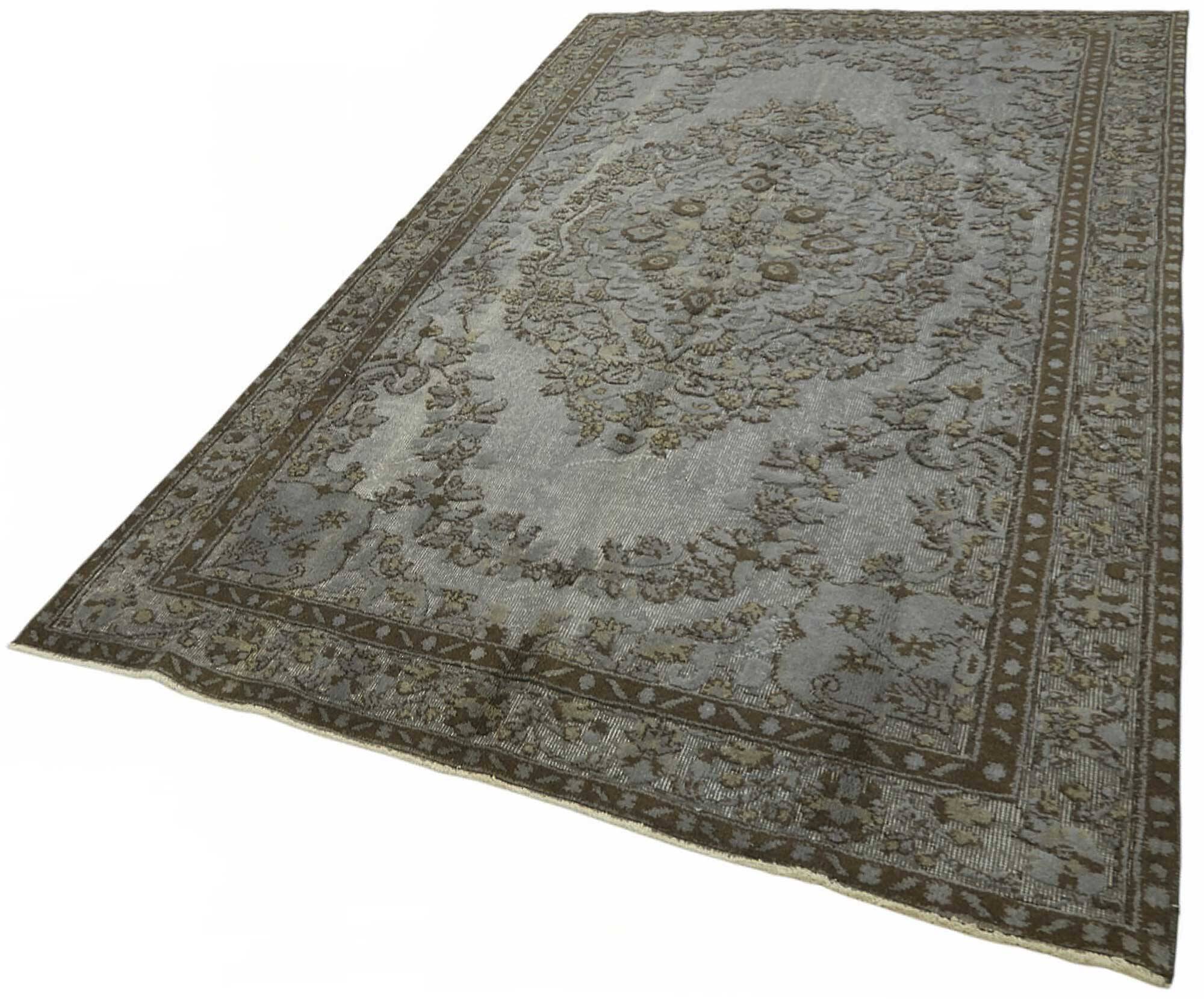 Overdyed Wool Vintage Handmade Carved Rug 172 cm x 287 cm
