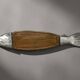 Large wooden and silver-plated fish board, 90 cm