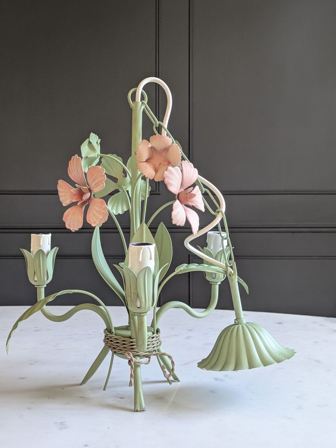 Ancien lustre fleuri italien
