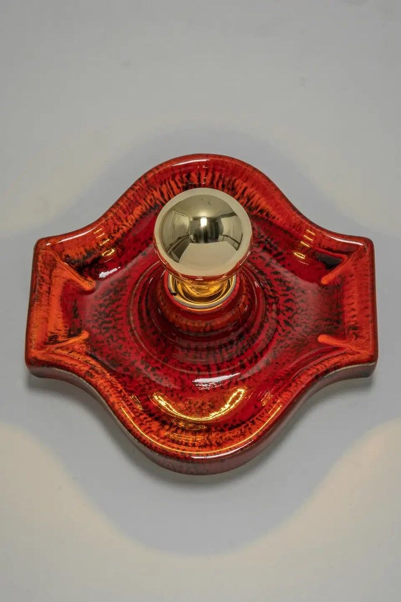 Wall lamp in red and orange ceramic Sputnik, Germany, 1970s