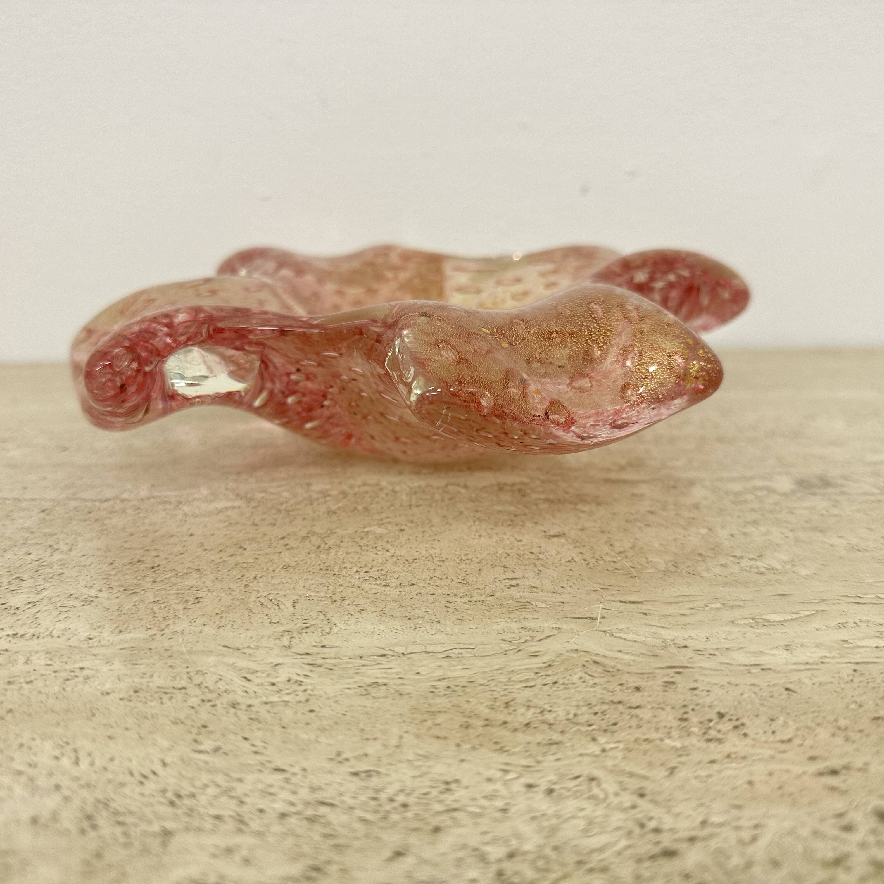 Mid century Murano glass pink bowl , 1970s