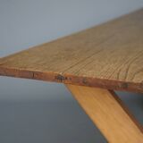 Rustic wooden Farmhouse X-frame Dining Table. 1940s