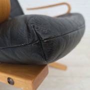 1970s, Norwegian design, armchair model "Kengu", leather, bent wood.