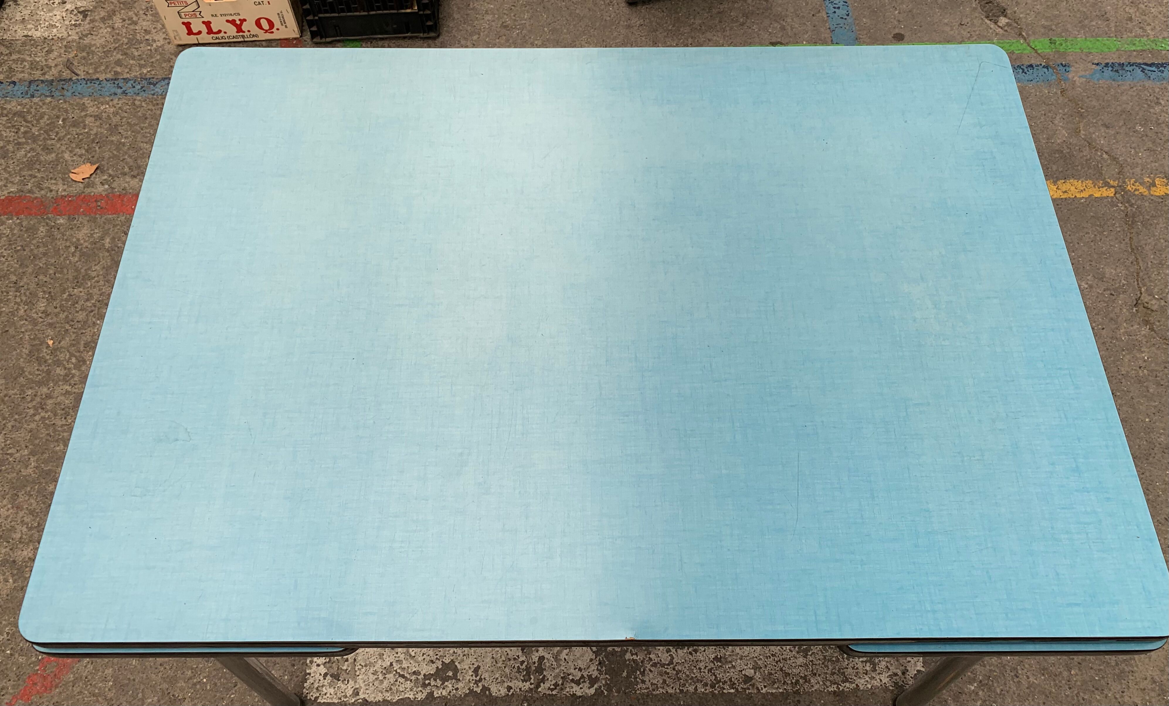 Blue formica table
