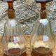 2 carafes cap and vintage amber base