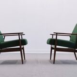1960 Henryk Lis Mid Century Armchair in Green Tweed