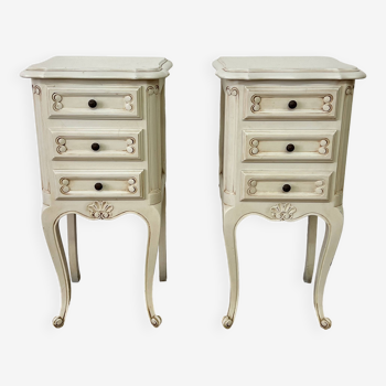 Pair of antique Louis XV style bedside tables, 3 drawers