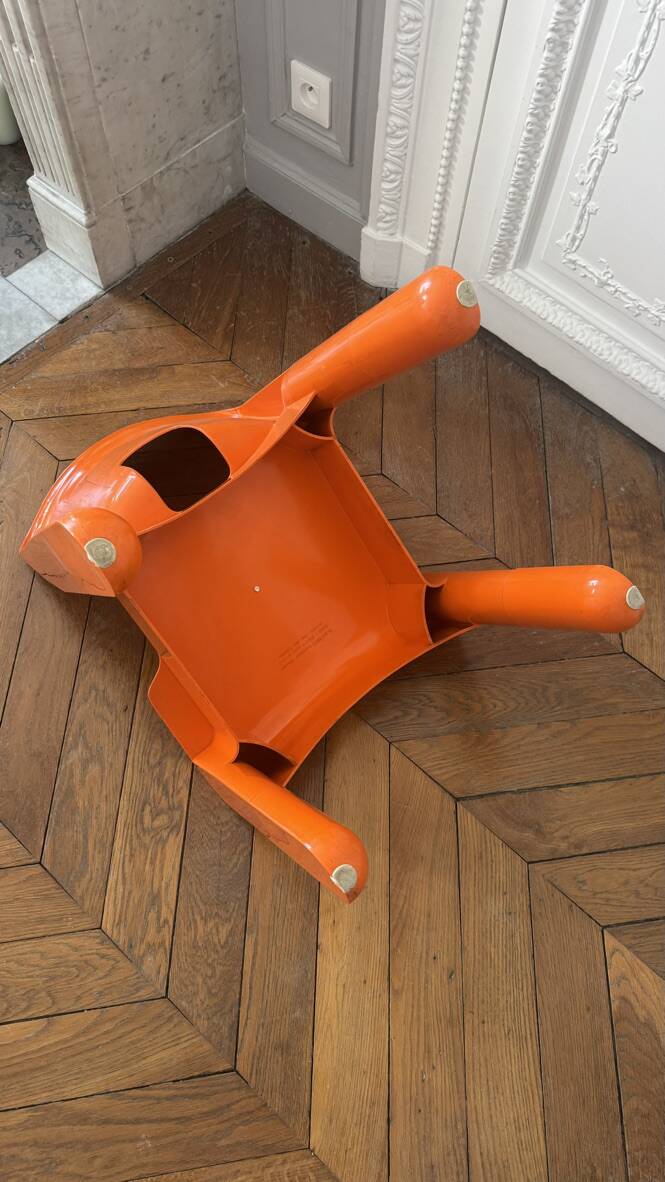 Vintage 1970 Joe Colombo 860 861 Kartell chair bright orange