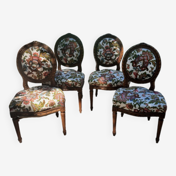 4 chaises médaillon style louis XVl