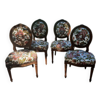 4 chaises médaillon style louis XVl