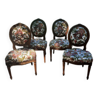 4 medallion chairs Louis XVI style