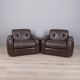 Pair of vintage 1970s brown leather armchairs designed by Ceriotti